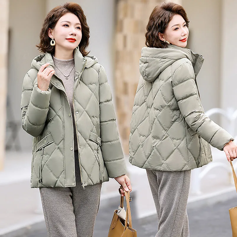 Down Cotton Padded Jacket Women's Warm Cotton Padded Jacket 2024 New Fashion Solid Color Can Take Off The Hat Short Jacket - Image 4