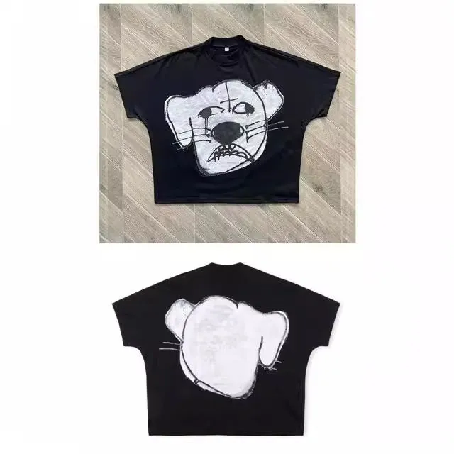 Znbbw Street Cartoon Long Printed Short-Sleeved Y2K Summer Casual Loose Couple Shirt - Image 10