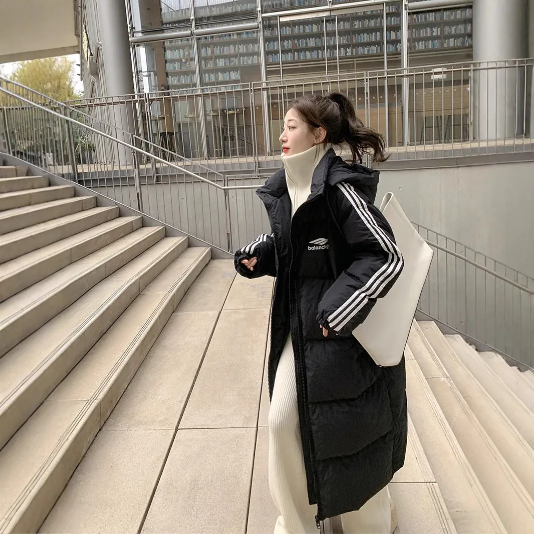 And Long Down Cotton-Padded Clothes Female Winter 2024 New Knee Students Loose And Thick Cotton-Padded Jacket Coat Bread Clothes - Image 3