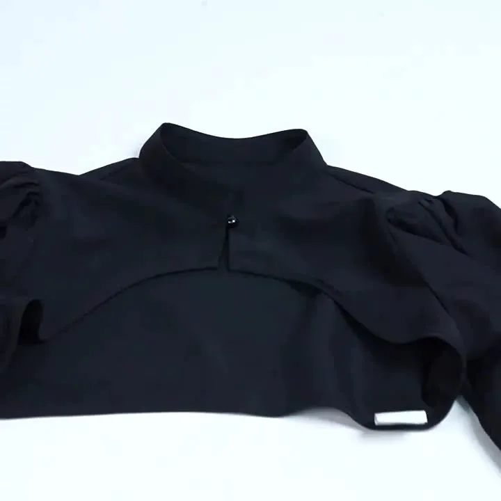 Znbbw Autumn's New Fashionable Short-Sleeved Blouse Is Elegant And Slim, Tied With Horn Cuff Shirt. - Image 7