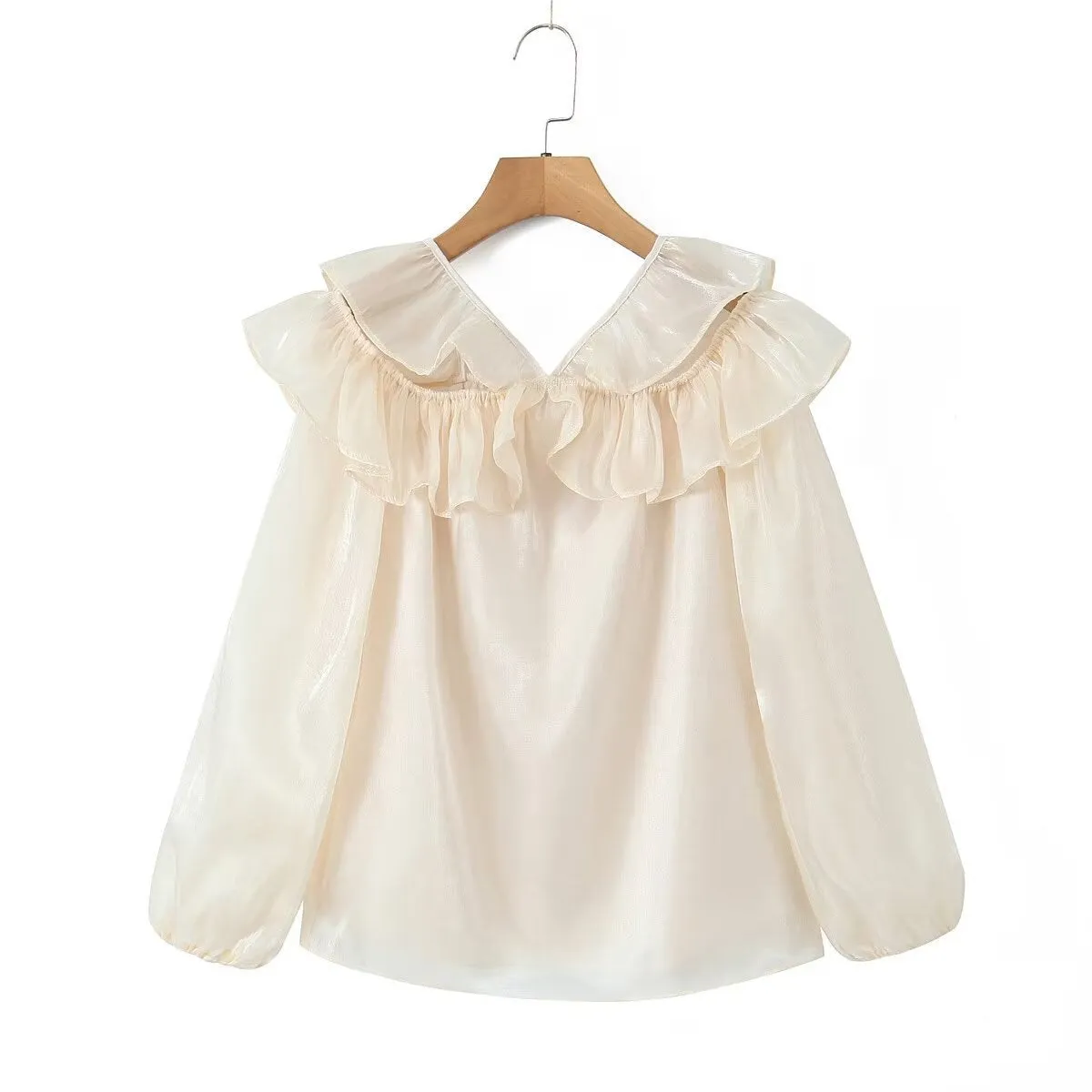 Znbbw New Ladies' Lapel White Shirt With Long Sleeves And Foreign Style Blouse