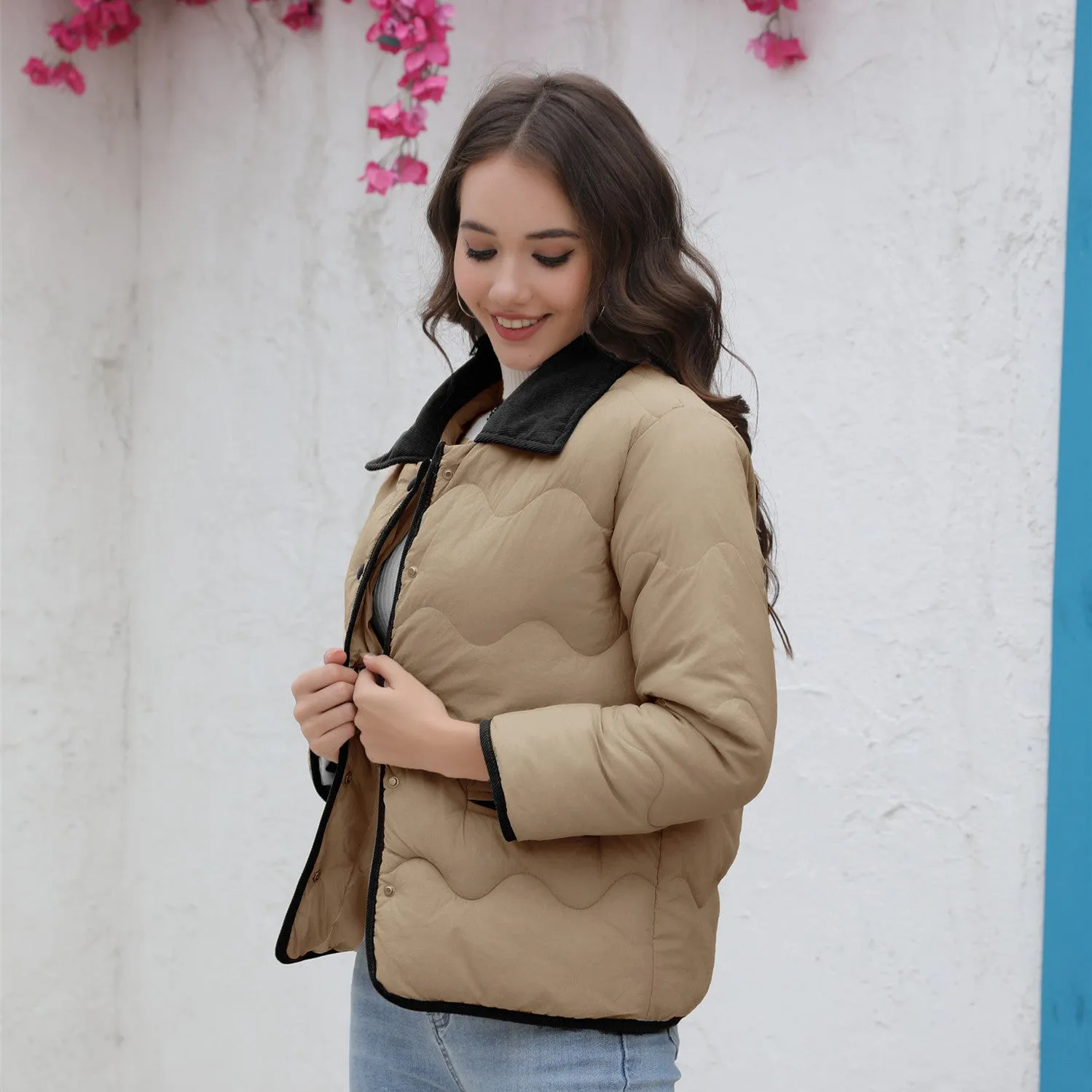Znbbw Station New Cotton-Padded Clothes Ins Cotton-Padded Light Cotton-Padded Jacket 2024 Spring And Autumn Fashionable Ladies' Small Fragrant Style Jacket