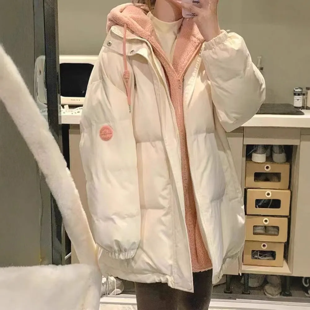Cotton-Padded Jacket Women Winter Thick Padded Clothes Oversize Tide Winter Clothes 2024 New Students Fake Two Cotton-Padded Jacket - Image 3