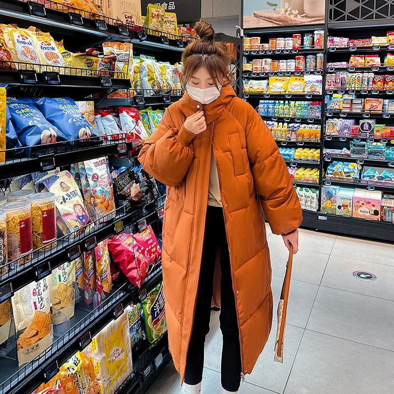 Advanced Sense Hooded Coffee Color Long Cotton Coat Female Autumn And Winter Loose Cotton-Padded Jacket Fashion Temperament Cotton Clothes - Image 2