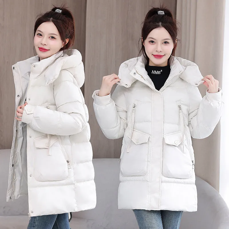 Clothes Female In The Long Style 2024 New Korean Version Loose Large Size Thick Down Cotton-Padded Jacket Foreign Style High-Grade All-Match Cotton-Padded Clothes - Image 2