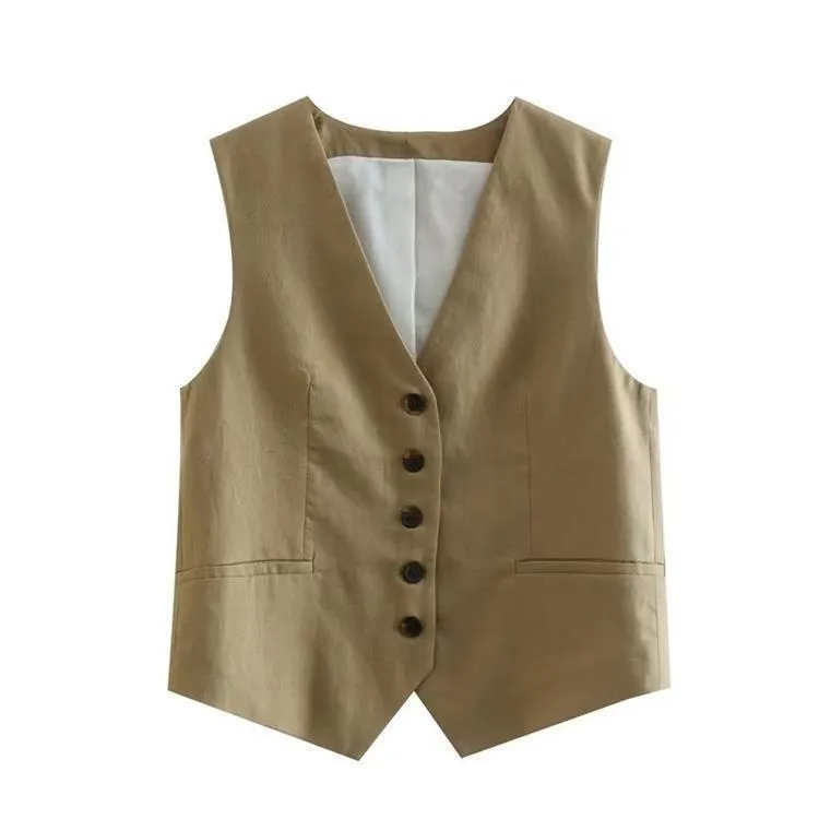Znbbw Autumn Style New Style Tooling Style Solid Color Slim Vest Shorts Leisure Suit - Image 12