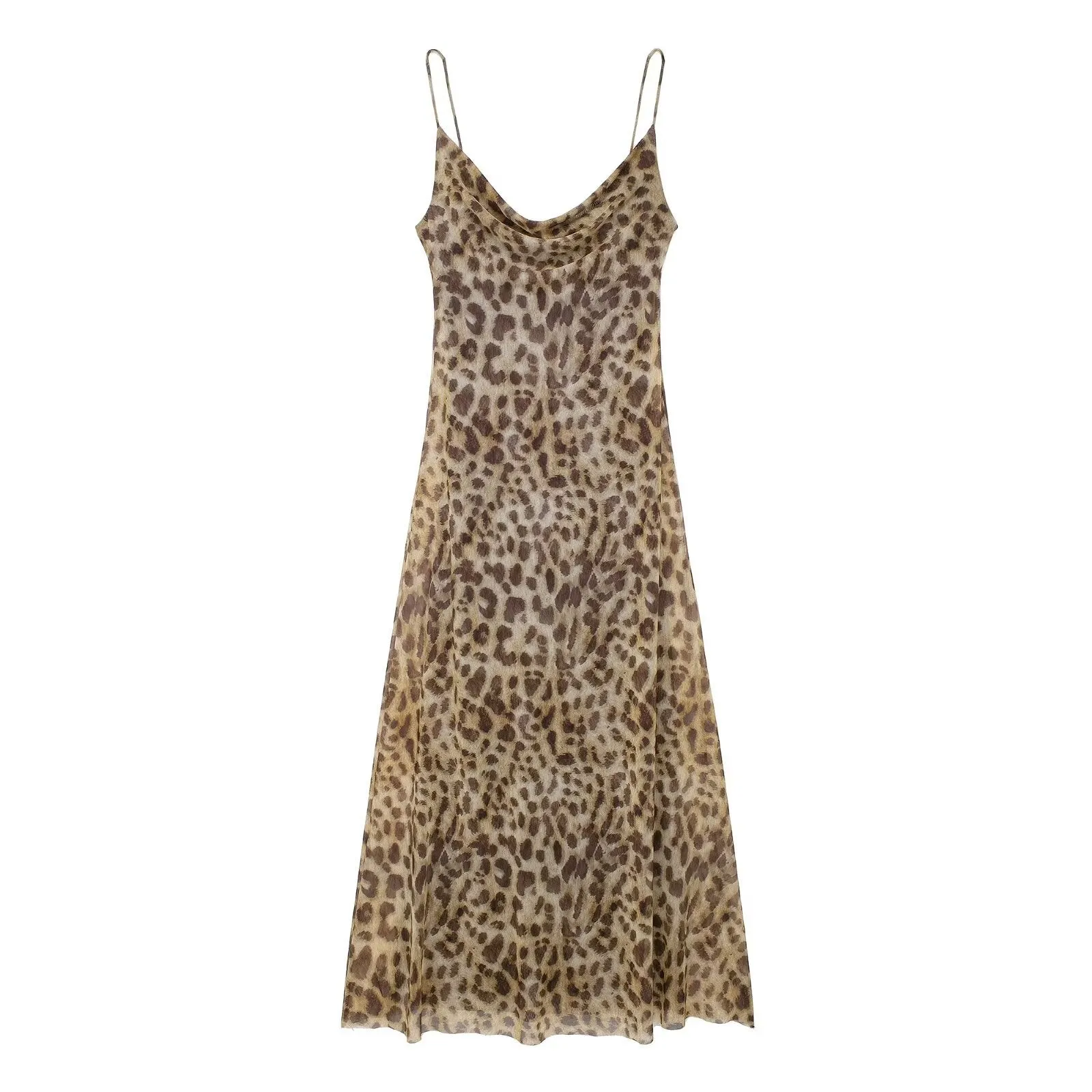 Znbbw Spring Style Animal Print Silk Mesh Slim Sling Dress 5039474
