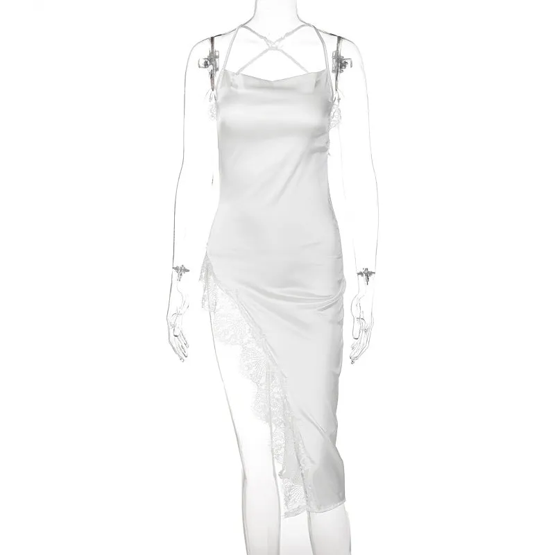 Znbbw Women Sexy Lace Party Club Backless Bodycon Stain Black Straps Midi Dress 2023 Summer Clothes Wholesale Items For Resale 0410 - Image 11