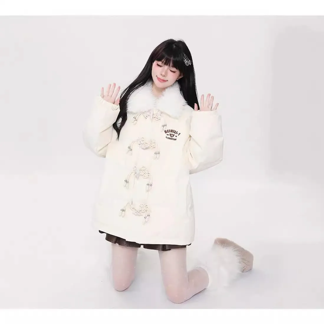 Sense Ox Horn Buckle And Thick Cotton Coat Female Winter Korean College Wind Casual Couples Warm Cotton-Padded Jacket Cotton-Padded Jacket - Image 3