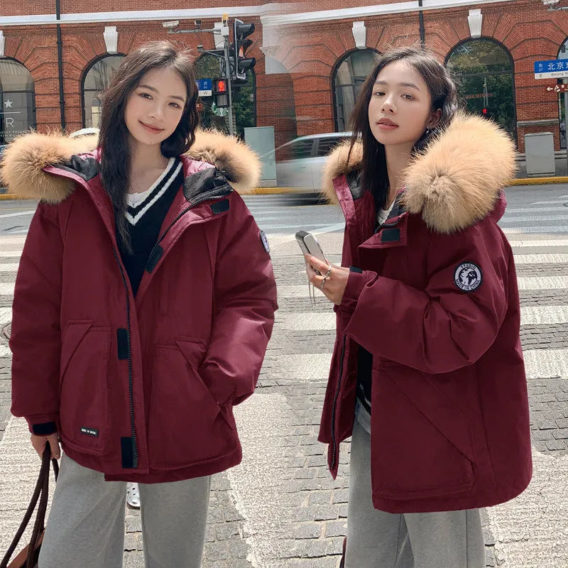 Down Cotton Jacket Female 2024 Winter New Thickened Senior Couples Big Wool Collar Padded Coat - Image 5