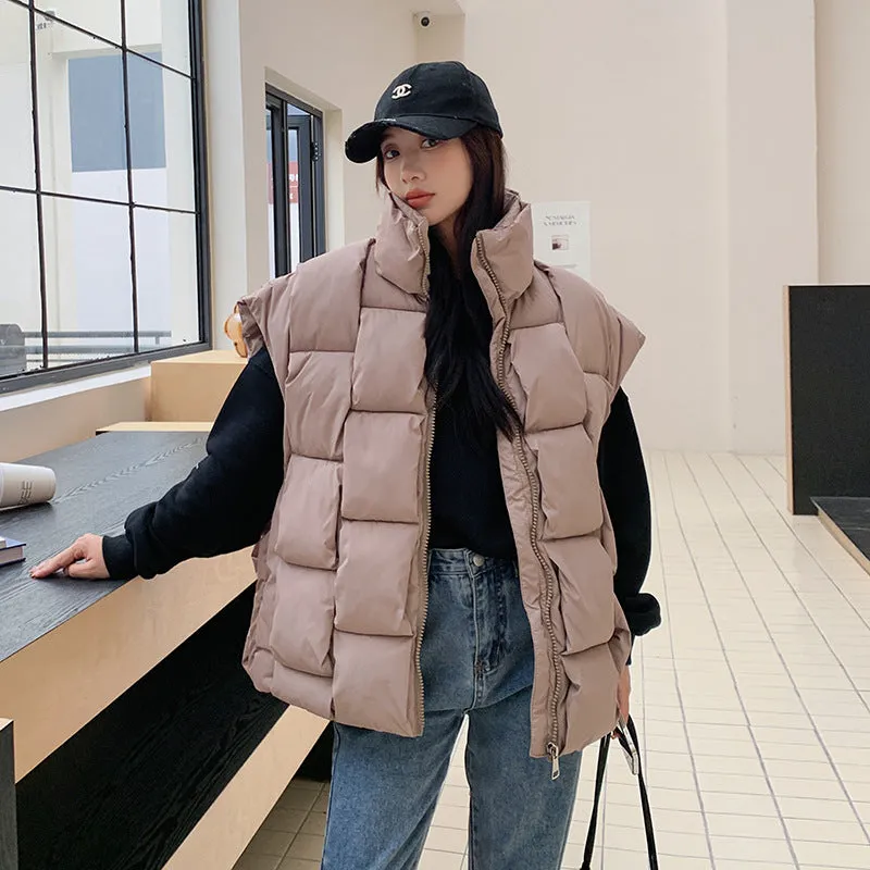New Oversize Cotton Clothing Women Winter Korean Loose Small Vest Cotton-Padded Jacket Coat Bread Clothing - Image 6