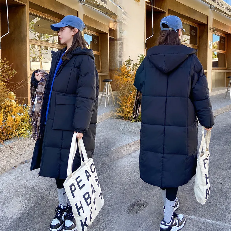 Fufu Yellow Down Cotton Coat Female Medium Long Winter 2024 New Loose Coat Thick Cotton-Padded Coat - Image 4