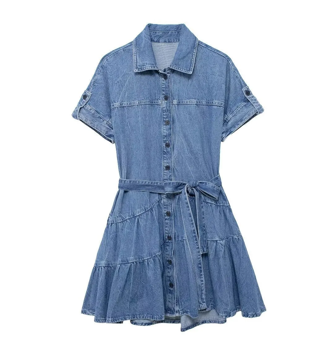 Znbbw New Literature And Art Vintage Series Denim Short Dress 2553046