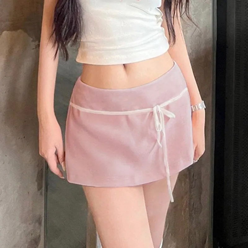 Playful And Energetic Young Girl's Basic Binding And Splicing Low-Waist Skirt 2024 Spring / Summer New Style Hip-Covered Skirt - Image 3