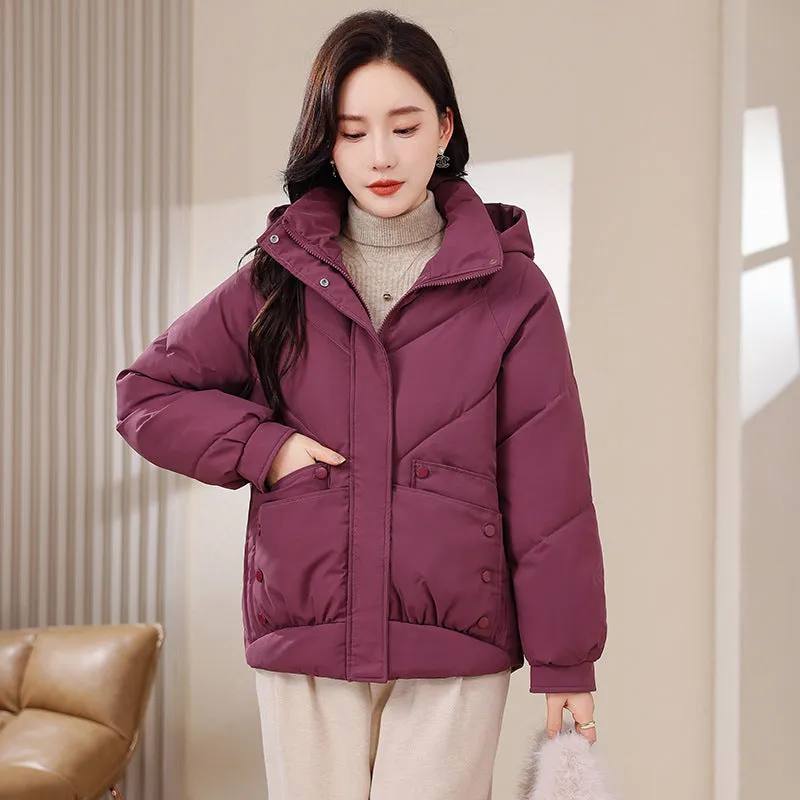 Size 300 Catties Fat MM Cotton Clothes Female Short Style 2024 New Korean Version Loose Cotton-Padded Jacket Fashion Hooded Cotton-Padded Jacket - Image 4