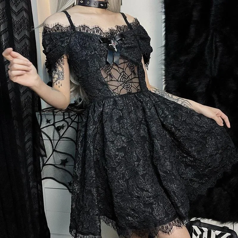 Znbbw Autumn And Winter Women's Temperament Lace Splicing Sling Net Sexy Fashion Dress - Image 2
