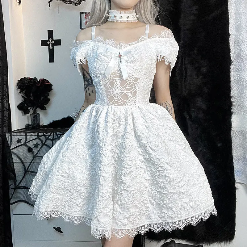 Znbbw Autumn And Winter Women's Temperament Lace Splicing Sling Net Sexy Fashion Dress - Image 5