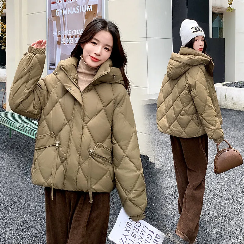 Cotton Jacket Female 2024 New Fashion Style To Overcome The Loose Diamond Design Sense Warm And Thin Cotton-Padded Coat - Image 5
