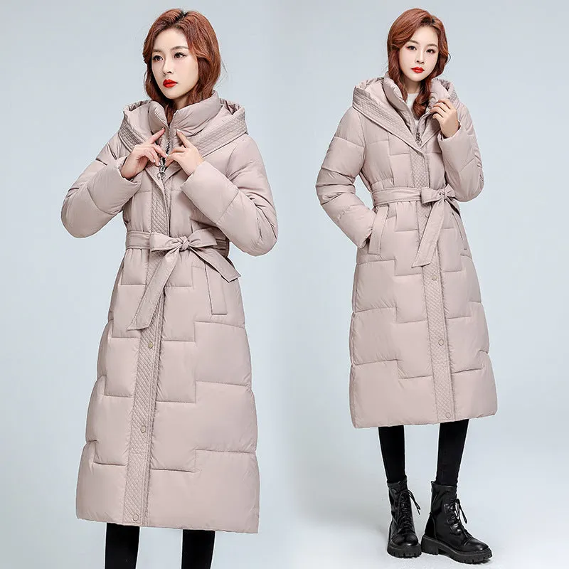 Size 2024 Winter Women Thickened Over The Knee Long Cotton-Padded Clothes Female Waist Slim Show Thin Senior Sense Coat - Image 4