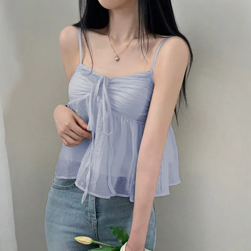 2024 Fashionable Women's Wear Ins Online Celebrity Chao Brand New Fairy Style Wrinkle Loose Show Thin Vest - Image 2