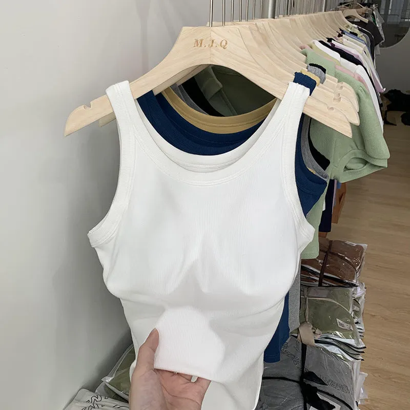 European Chest Cushion Threaded Sling Sports Vest Women Wear Sleeveless Sleeveless Jacket With Backing-Proof In Summer - Image 9