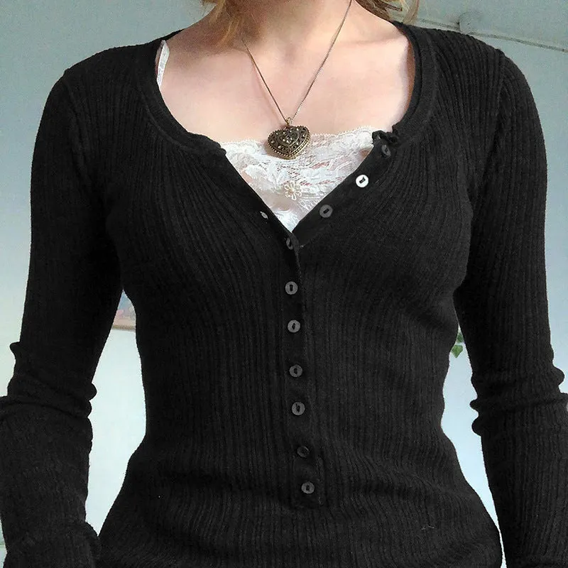 Slim And Slim Internet Celebrity Fashion Brown Knitted Spliced Lace Blouse In The Fall Of 2024 - Image 5