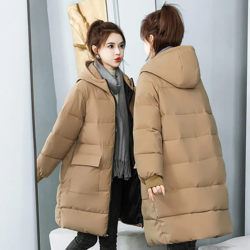 Fat Large Size Cotton-Padded Jacket Female 200 Fat Mm Loose Pregnant Women In The Long Down Cotton-Padded Jacket 300 Jin Coat Tide - Image 5