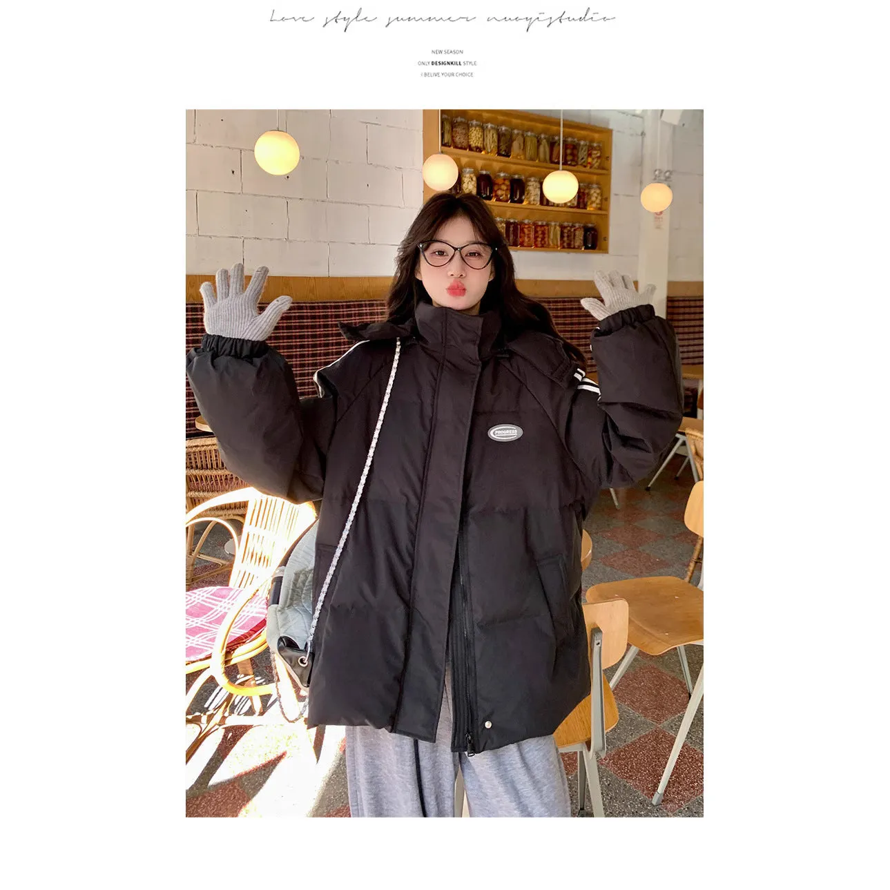 Down Cotton Jacket Female Winter 2024 New Korean Version Loose Students Thickened Off-Season Cotton-Padded Jacket Padded Jacket Coat - Image 3