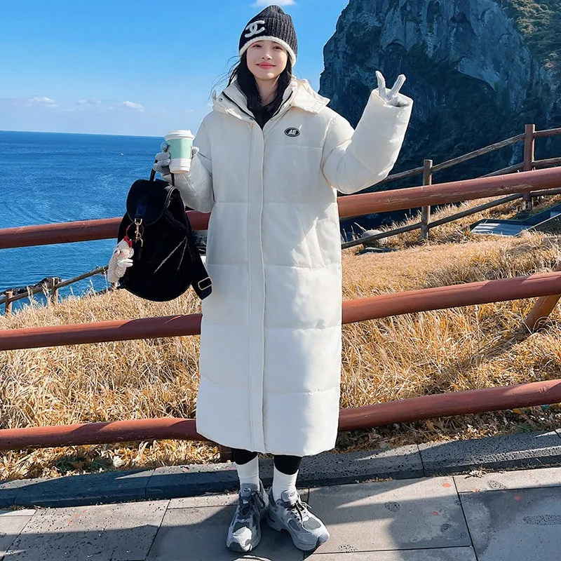 Cotton-Padded Jacket Women 2024 New Winter Long Money Thick Over The Knee Small Chinese Drama Art Test Cotton-Padded Clothes Cotton-Padded Jacket Women - Image 2