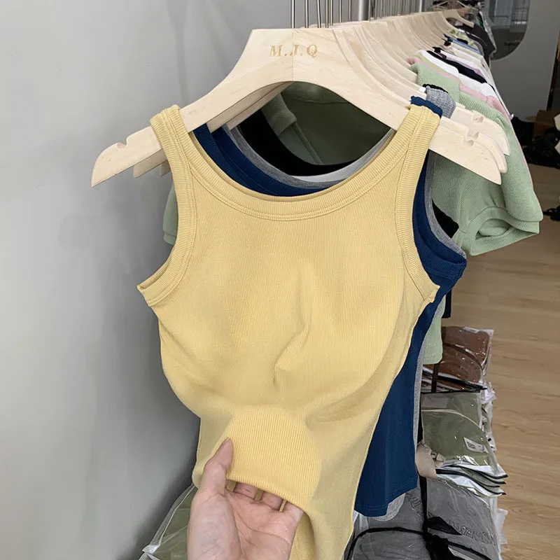 European Chest Cushion Threaded Sling Sports Vest Women Wear Sleeveless Sleeveless Jacket With Backing-Proof In Summer - Image 10