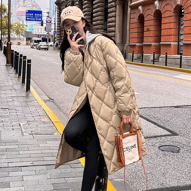 Cotton Clothes Female Long Winter 2024 New Knee Live Hat Oversize Port Wind Loose Down Cotton-Padded Jacket Tide - Image 3