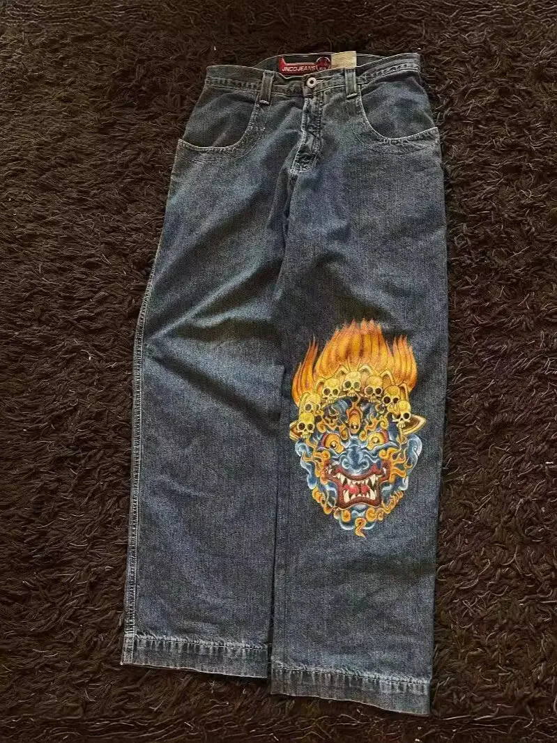 Znbbw Baggy Jeans Y2K Original Hip-Hop Vintage Pattern Jeans Street Men Rest - Image 16