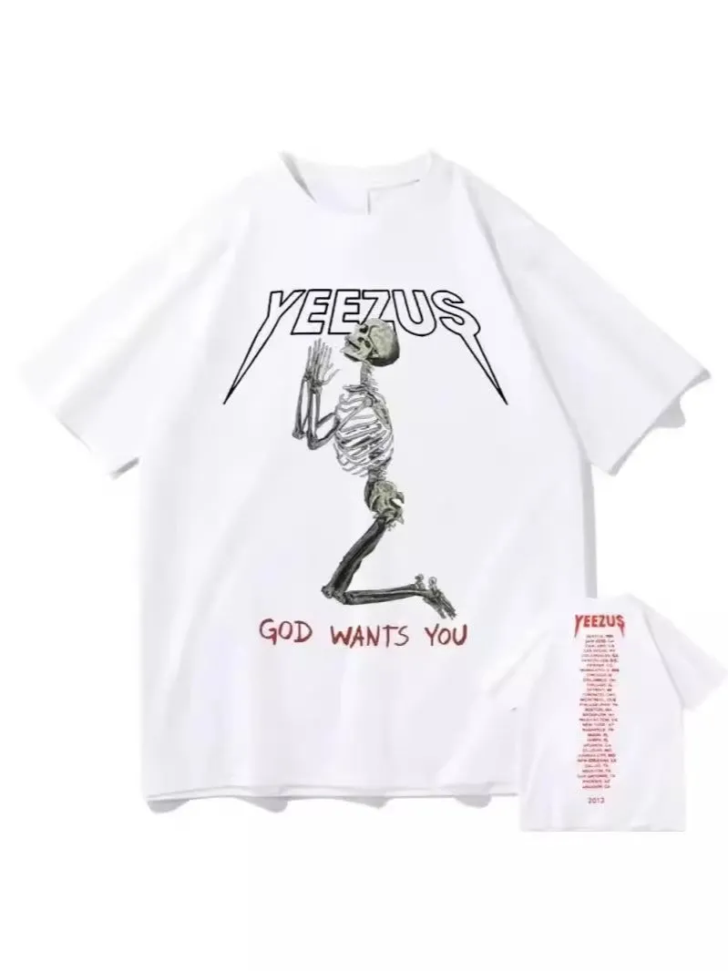 Znbbw Street Skull Money Printing Oversized Pattern T-Shirt Gothic Cotton T-Shirt Y2k Blouse Short Sleeves For Harajuku Couple - Image 16