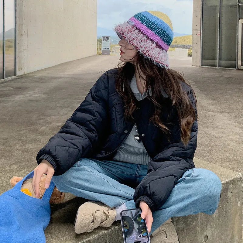 Version Of The Small Man Wearing Light Diamond Cotton Coat Female Autumn Winter New Simple Fashion Short Warm Padded Clothes - Image 3