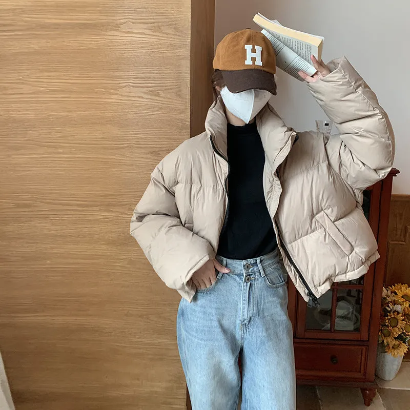 Coffee Color Turtleneck Cotton-Padded Jacket Women's Winter Korean Black Bread Suit Warm Cotton-Padded Clothes Short Cotton-Padded Jacket - Image 5