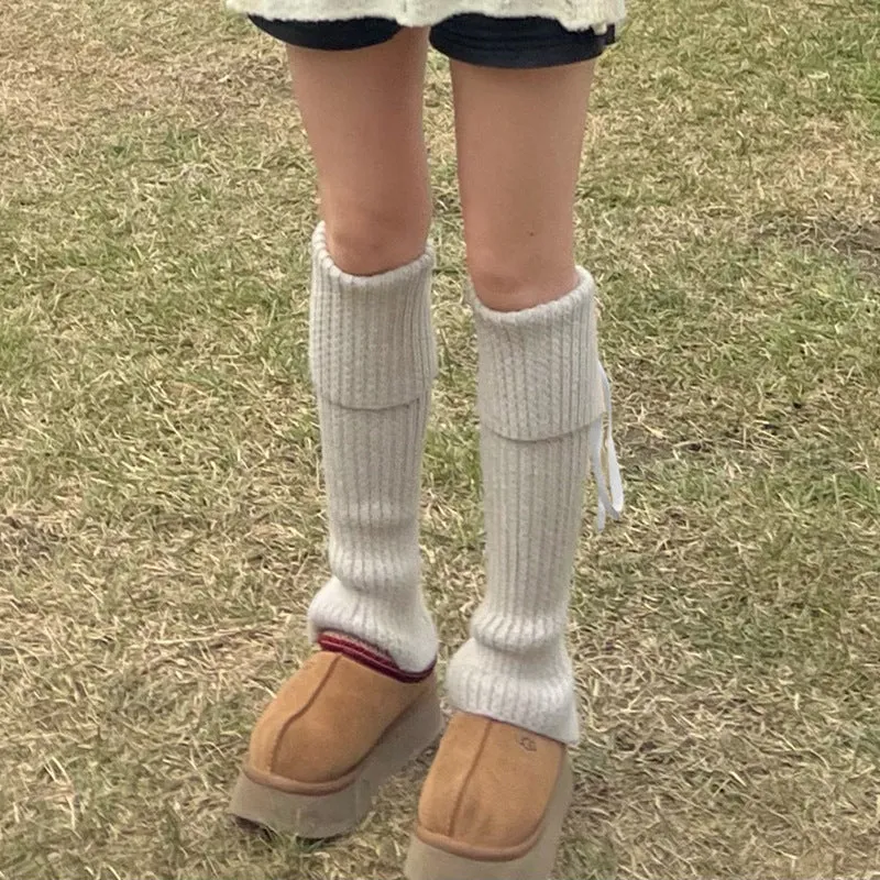 Ins Fashion Fashion Tie Girl Bowknot Knitting JK Style Solid Color Pile Socks 2024 Spring / Summer New Style - Image 6