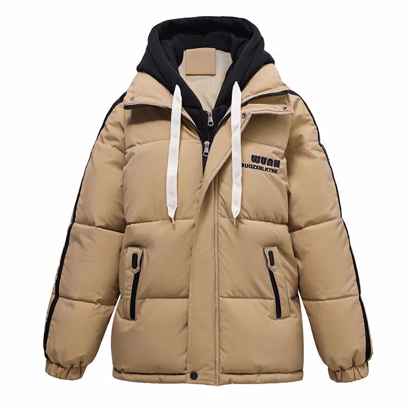 Feeling Fake Two Hooded Cotton-Padded Jacket Female Autumn And Winter Warm Loose Casual Bread Jacket Cotton-Padded Jacket Coat Female - Image 2