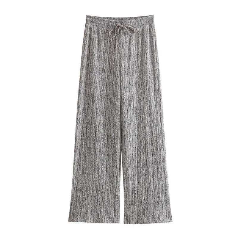 Znbbw New Collar Sleeveless Blouse Wide-Leg Casual Trousers Silk Satin Suit