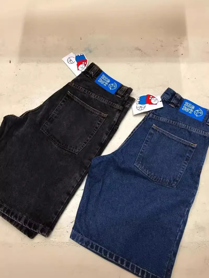 Znbbw Year's Popular Style Men's Shorts Y2K Pants Original Gothic Hip-Hop Cartoon Pattern Embroidered Loose Denim Shorts - Image 9