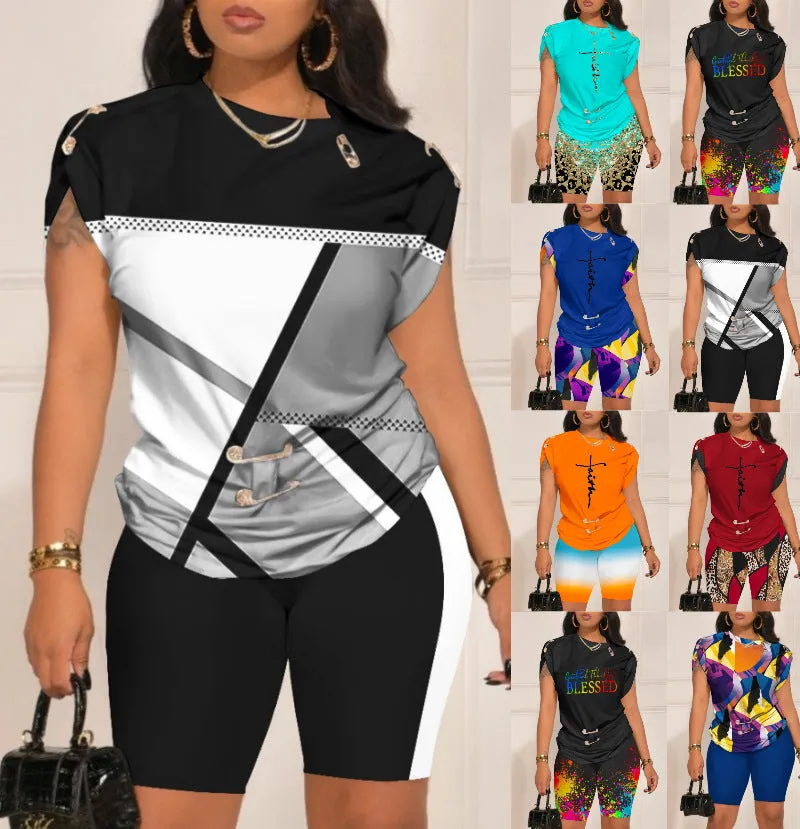 Znbbw Women's Wear 2024 Summer New Fashion Leisure Pin Printing Set - Image 13