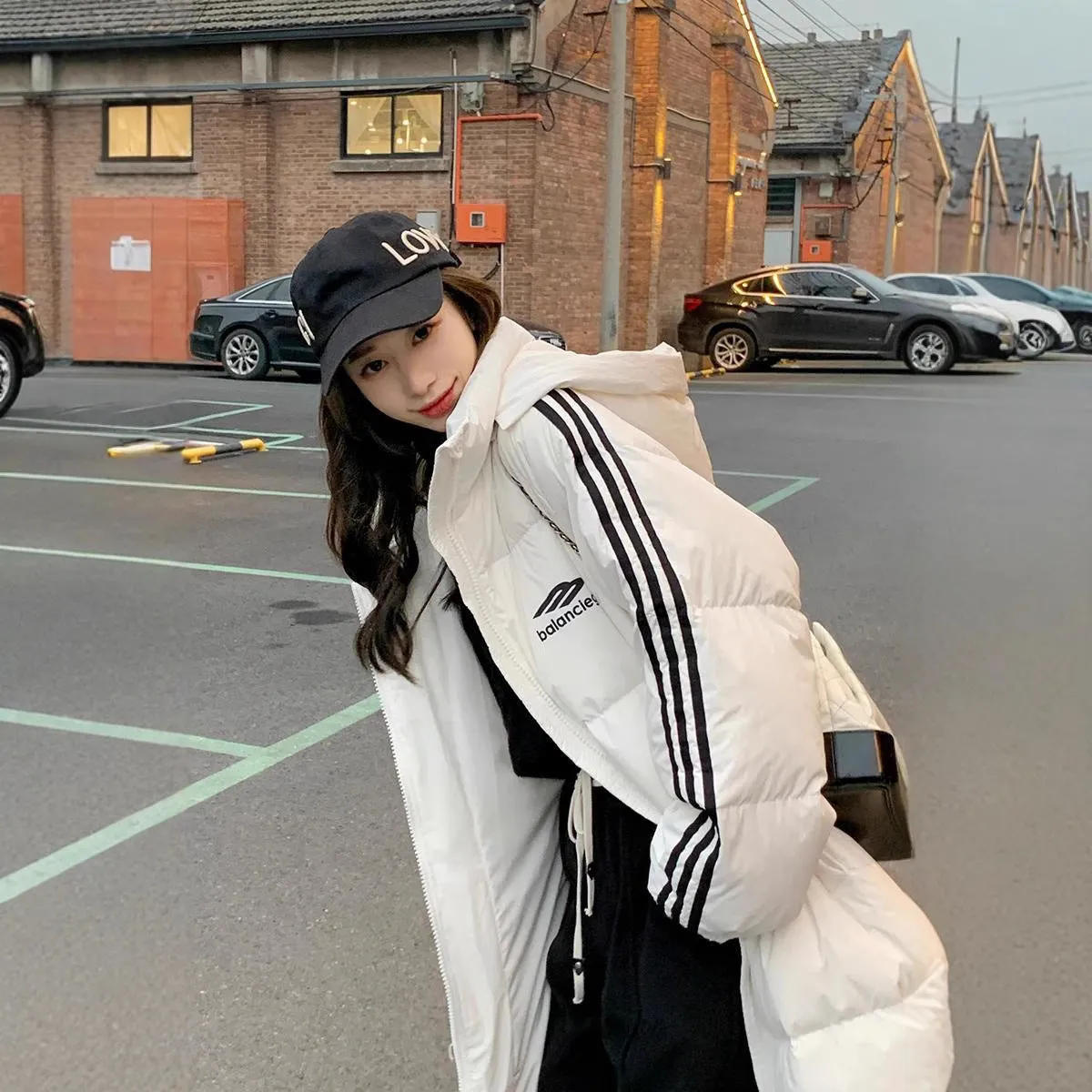 And Long Down Cotton-Padded Clothes Female Winter 2024 New Knee Students Loose And Thick Cotton-Padded Jacket Coat Bread Clothes - Image 2