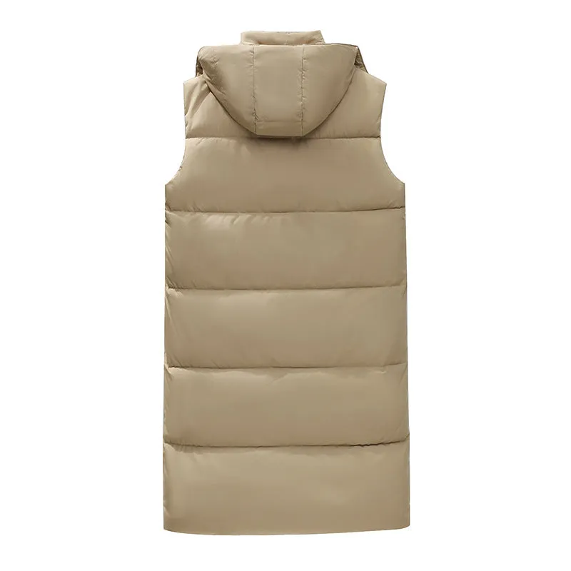 Cotton Jacket Vest Women's Medium Long Coat 2024 New Autumn And Winter Vest Through The Knee Horse Clip Thickened