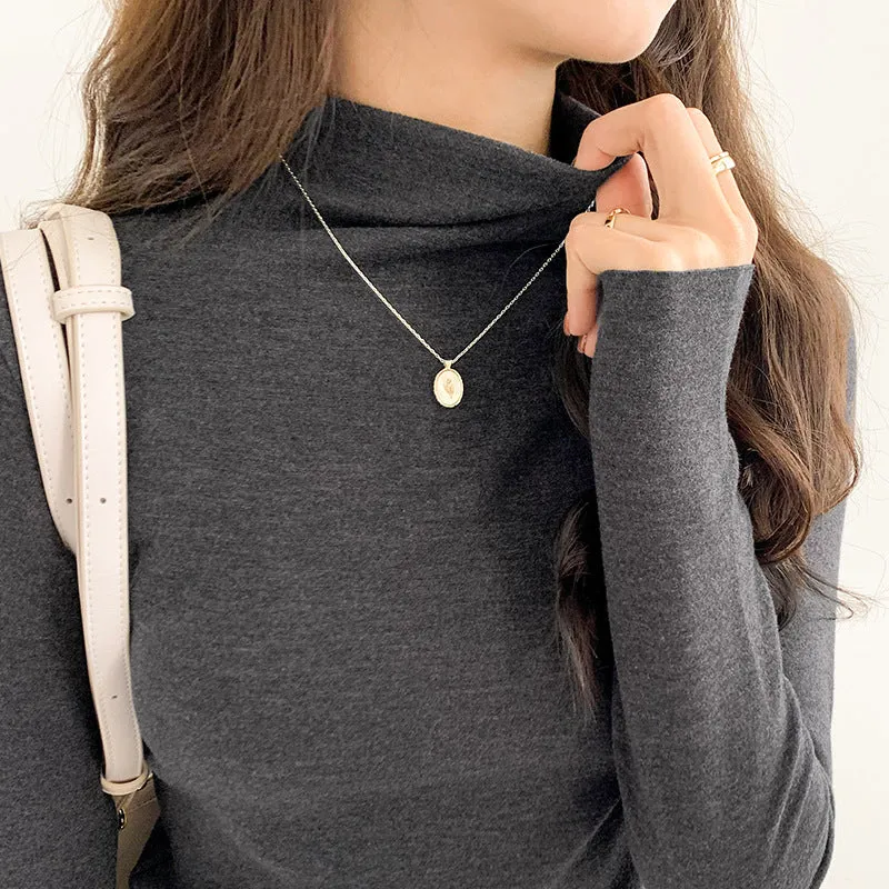 German Velvet Half-High-Necked White Bottomed Blouse In Autumn And Winter With A Standing Collar To Show A Thin And Thickened Frosted Blouse - Image 3