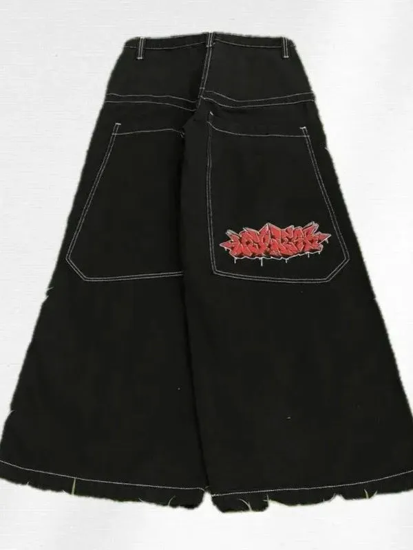 Znbbw Men's Jeans Y2K Bag Vintage JNCO High-Quality Pattern Hip-Hop Street Leisure Men Harajuku Wide Legs - Image 21