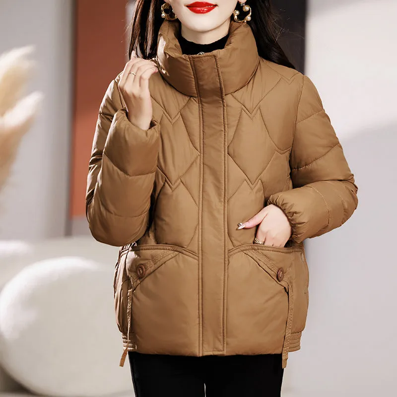 New Cotton-Free Clothes Women's Short Thick Show Thin Down Cotton-Padded Jacket Korean Version Loose Standing Collar Small Cotton-Padded Jacket Coat - Image 5
