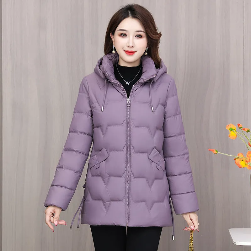 Down Cotton-Padded Jacket Female Long Warm Cotton-Padded Jacket 2024 New Korean Version Fashion Pure Color - Image 6
