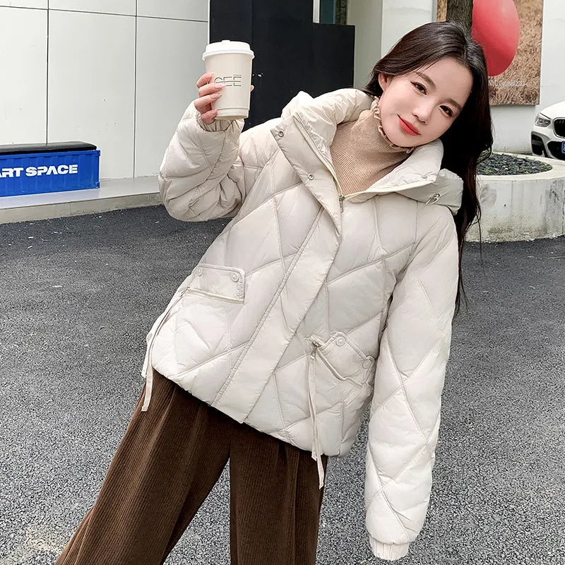 Cotton Jacket Female 2024 New Fashion Style To Overcome The Loose Diamond Design Sense Warm And Thin Cotton-Padded Coat - Image 2