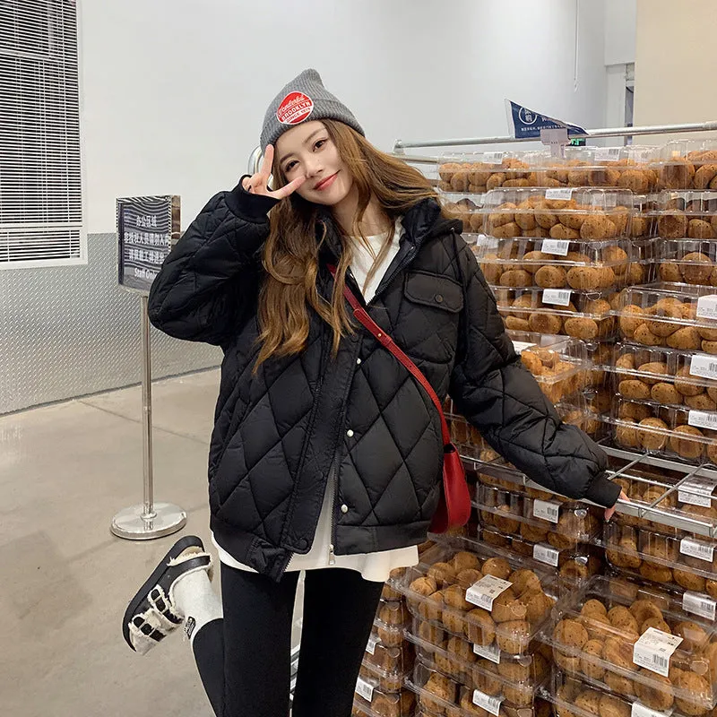 2024 Korean Version Of Loose Student Hooded Down Cotton Jacket - Image 4