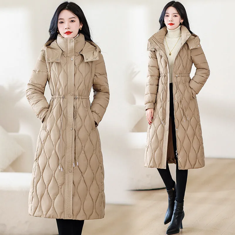 Cotton-Padded Clothes Female Long Money Over The Knee Can Remove Cap Down Cotton-Padded Jacket Show Thin Two Wear Can Take Off Discharge Cotton-Padded Clothes Add Thick Coat - Image 4