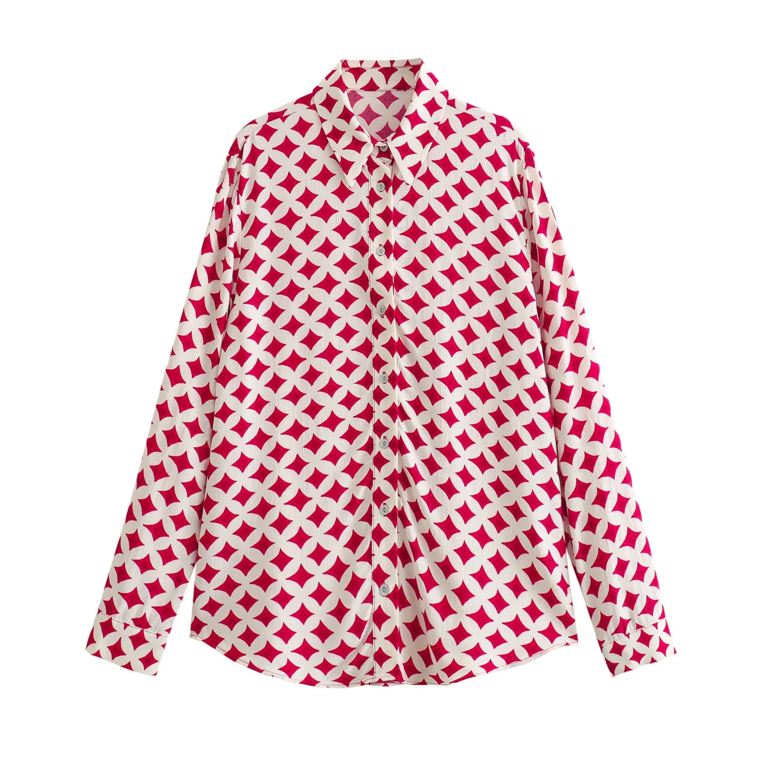 Znbbw Loose Sagging Long-Sleeved Casual Shirt 9878100 Printed Half Skirt 9878100 Set